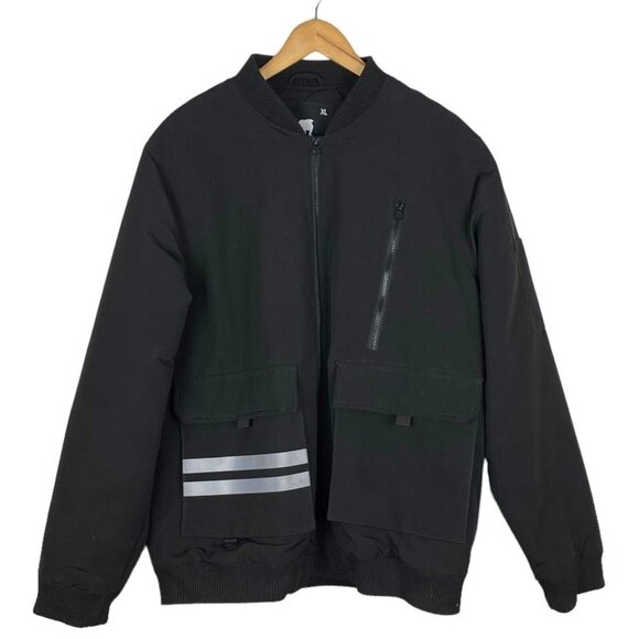 American Stitch Men's Black Reflective Long Bomber Jacket XL - Picture 2 of 14